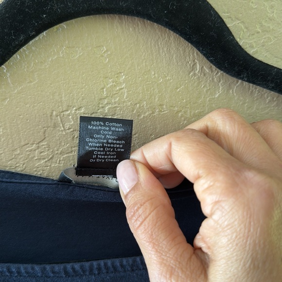 Ann Taylor Women’s Cotton Crew Neck Tunic Ruffles 3/4 Sleeves Navy Size XL - Picture 7 of 8